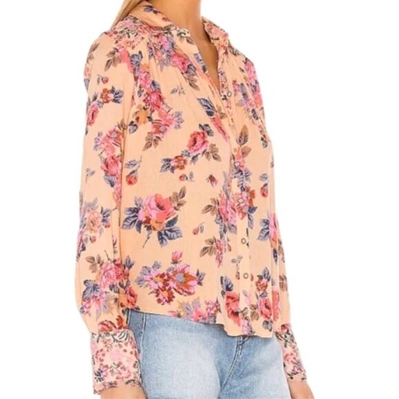 Free People Hold On To Me Long-Sleeve Blouse Boho Cottagecore - Picture 1 of 12